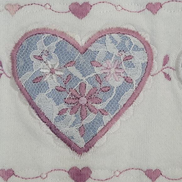 Vintage 80s Flower Heart Collared Sweatshirt Women XL 23x24 USA - Picture 12 of 13